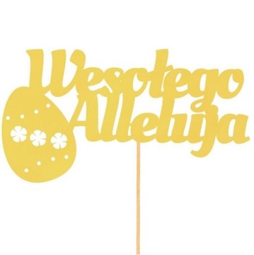 Żółty Topper Wesołego Alleluja z Jajkiem 18,5 cm