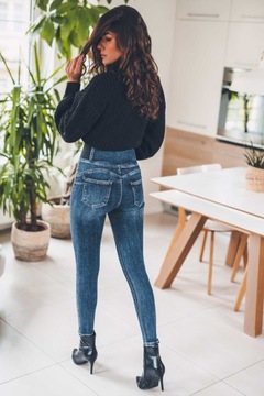 Elastyczne damskie spodnie rurki jeans push up XS