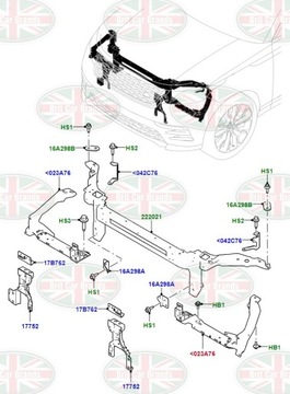 DRŽÁK NÁRAZNÍKU LEVÝ PŘEDNÍ RANGE ROVER VELAR L560 LR152526 J8A200297AD