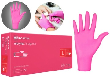 Rękawiczki Nitrylowe bezpudrowe jednorazowe Nitrylex Magenta 9 - L 100 szt.