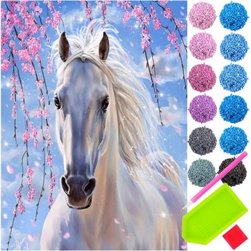 HAFT DIAMENTOWY DIAMOND PAINTING KONIE ZESTAW 5D