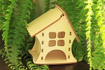 Dekoracje Las w szkle Drewniany Domek Mini