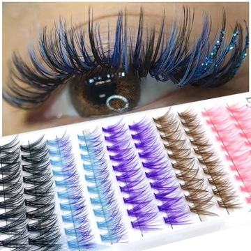 Пучки цветных ресниц 30D, 5 цветов, 100 шт, 13мм, С-образный изгиб, 0,07мм