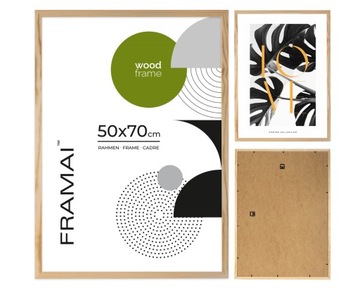 Рамка для фото светлое дерево 50х70 см.