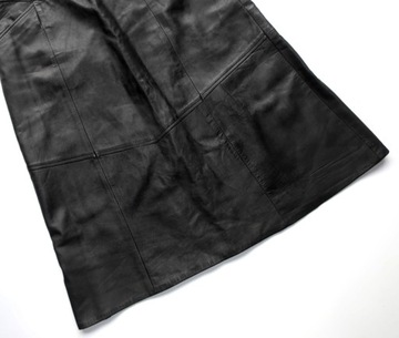 ЧЕРНАЯ КОЖАНАЯ ЮБКА ТРАПЕЦИИ ИЗ НАТУРАЛЬНОЙ КОЖИ MIDI OLD M 38