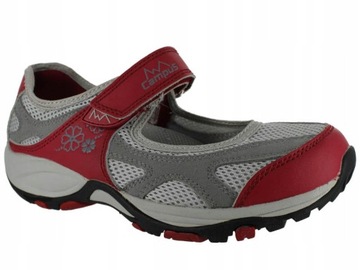 Campus Buty trekkingowe damskie LIFFEY szare czerwone na rzepy 36