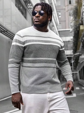 Manfinity Homme męski klasyczny luźny sweter w pasy 4XL