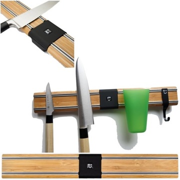 BISBELL Dwuczęściowa Listwa Magnetyczna Bambusowa Na Noże 45cm BMKR21-45BA