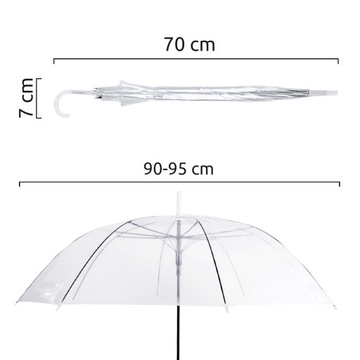 MODNY Oryginalny Parasol PRZEZROCZYSTY Ślubny Na Ślub Parasolka 95cm XL