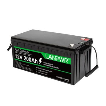 BATERIA LIFEPO4 12V 200AH 2560Wh BMS ŻYWOTNOŚĆ CYKLU 4000 LANPWR