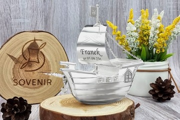 Копилка Кораблик с ГРАВИРОВКОЙ Крещение Год Подарок