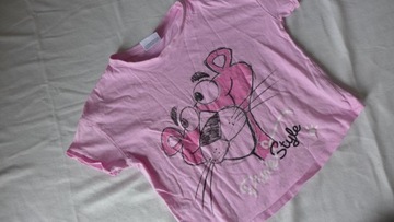 BLUZKA T-SHIRT RÓŻOWA PANTERA 110-116