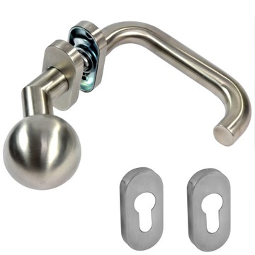 GAŁKA + KLAMKA STAL NIERDZEWNA INOX STAŁA Z ROZETĄ
