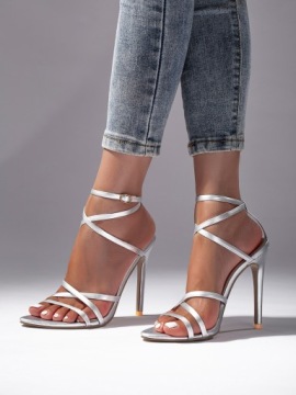 SHEIN СЕРЕБРЯНЫЕ САНДАЛИИ С ВЫСОКИМ БОКОМ 36 164