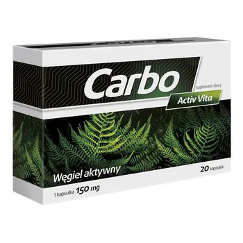 Carbo Activ Vita, węgiel aktywny, 20 kaps.
