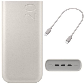 PowerBank, bateria do telefonu Samsung + kabel USB-C, 45W, PD, 20000 mAh