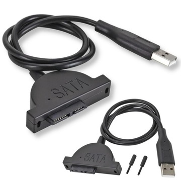 Kabel Adapter USB 2.0 Slimline Slim SATA 7 + 6 13 PIN Przejściówka + śruby