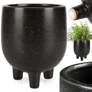 Osłonka CERAMICZNA doniczka na nóżkach czarna