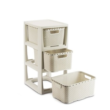 КНИЖНЫЙ ШКАФ, СУНДУК, ПОЛКА ШКАФА С 3 КОРЗИНАМИ, РОТАН БРАНК