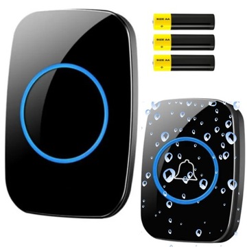 БЕСПРОВОДНОЙ ДВЕРНОЙ ЗВОНОК ДЛЯ ВОРОТ, ВОДОНЕПРОНИЦАЕМЫЙ IP44, НАРУЖНЫЙ СВЕТОДИОД