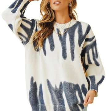 SWETER OVERSIZE WIELKI W PASKI LUŹNY CIEPŁY DLUGI