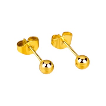 Kolczyki PIERCING Złote Kuleczki Stal Ch. 316L SZTYFT z kulką LOBE 4mm.