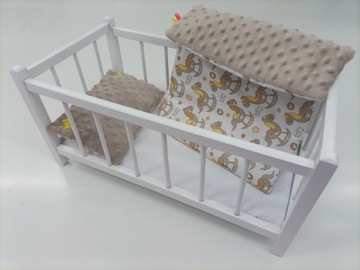 DREWNIANE ŁÓŻECZKO dla lalek + POŚCIEL - PRODUCENT.