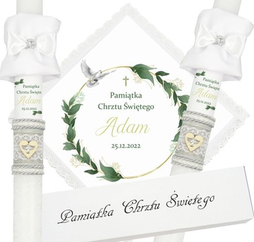 ŚWIECA NA CHRZEST SZATKA DO CHRZTU ECO PUDEŁKO