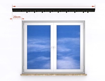 Потолочный карниз ЧЕРНЫЙ 2 направляющие с крышкой Потолочный карниз с крышкой 9CM 400