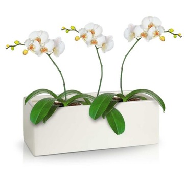 Doniczka biała rynna Ritz 38x16x13 cm