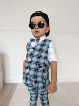 Комплект с жилеткой, мальчишеский синий 92