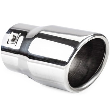 KOŃCÓWKA RURY WYDECHOWEJ TŁUMIKA 48-65MM CHROM CHROMOWANA OKRĄGŁA 90MM INOX