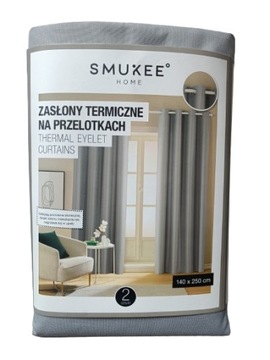 Zasłony termiczne NA LATO na przelotkach 140 x 250 cm szare