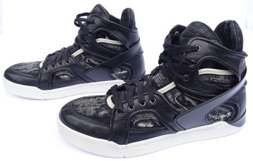 DIESEL S-TITANN Hi-tops JEANSOWE skórzane czarne SNEAKERSY unikat