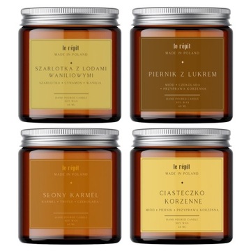 Świece zapachowe sojowe HAND MADE le répit ZESTAW 4 x 60 ml.