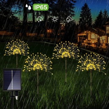 4 шт. СОЛНЕЧНЫЕ САДОВЫЕ ФОНАРИ DELELDS ФЕЙЕРВЕРКИ УКРАШЕНИЕ 480 LED + ПУЛЬТ ДИСТАНЦИОННОГО УПРАВЛЕНИЯ