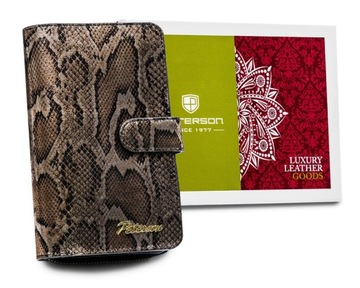 PETERSON Skórzany portfel damski z wężowym wzorem