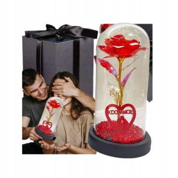 Вечная роза в светодиодном стеклянном сердце I Love You Rose на День святого Валентина