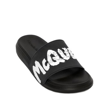 ALEXANDER MCQUEEN Czarne klapki męskie z logo r 42