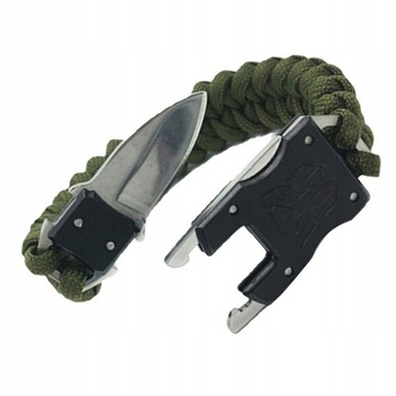 OPASKA BRANSOLETKA SURVIVAL PARACORD Z NOŻEM