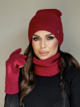 КОМПЛЕКТ ЖЕНСКИЙ, ШАПКА, ЮБКА, ГОЛЬФ, ТРУБКА, ПЕРЧАТКИ, ТЕПЛЫЙ КОМПЛЕКТ, ЦВЕТ АЛЬПАКА