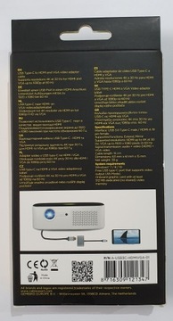 Адаптер GEMBIRD TYP-C USB-C для HDMI 4K и VGA