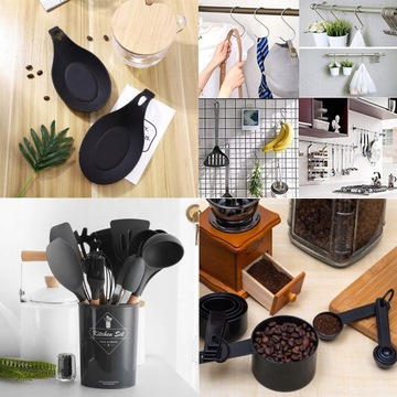 КУХОННЫЕ АКСЕССУАРЫ СИЛИКОНОВОЕ ДЕРЕВО Большой набор, 33 предмета, ложки, мерные чашки, лопаточки