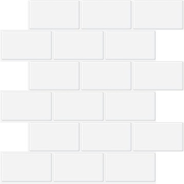 SAMOPRZYLEPNE PŁYTKI ŚCIENNE 3D 10 ARKUSZY 30,5 X 30,5 CM CZYSTA BIEL