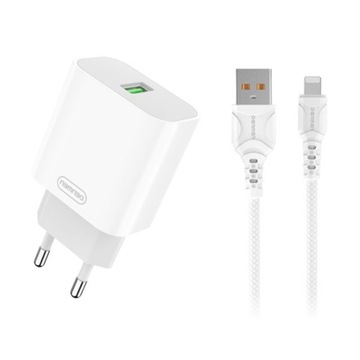 ŁADOWARKA SIECIOWA MOCNA IPHONE KOSTKA 18W KABEL 1M IPHONE LIGHTING ZESTAW