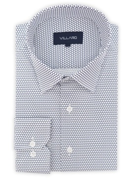 Biała koszula męska w granatowy wzór VILLARO J017 176-182 / 47-Regular