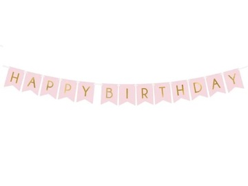 Girlanda baner HAPPY BIRTHDAY róż 300 cm