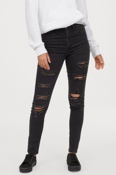 H&M Super Skinny High Jeans Dżinsy z dziurami wysokim stanem damskie 34 XS