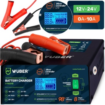Akumulátorový Usměrňovač 10A Do Auta 6-150 Ah Pro Nabíjení 12V 24V Wuber