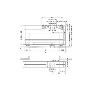 System do drzwi przesuwnych MAGIC2 FRAME 1100 Wysokość skrzydła 2600 mm 15-